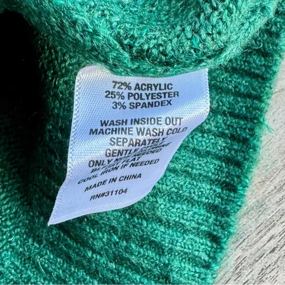 Classic Casual PS Crewneck Sweater Embellished Shoulder Knit Green - Picture 9 of 10